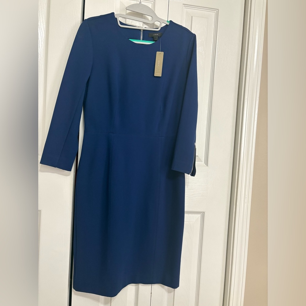 J. Crew Elegant Blue structured zip ponte Dress